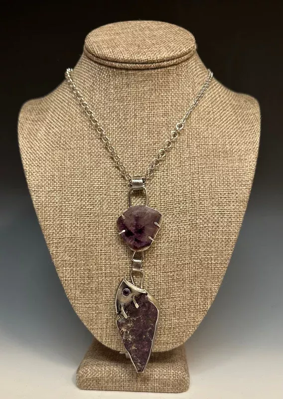 925-hera-protectress-pendant-w-amethyst-natural-purpurite-faceted-amethyst-br109 .925 HERA PROTECTRESS PENDANT W/AMETHYST, NATURAL PURPURITE AND FACETED AMETHYST BR109