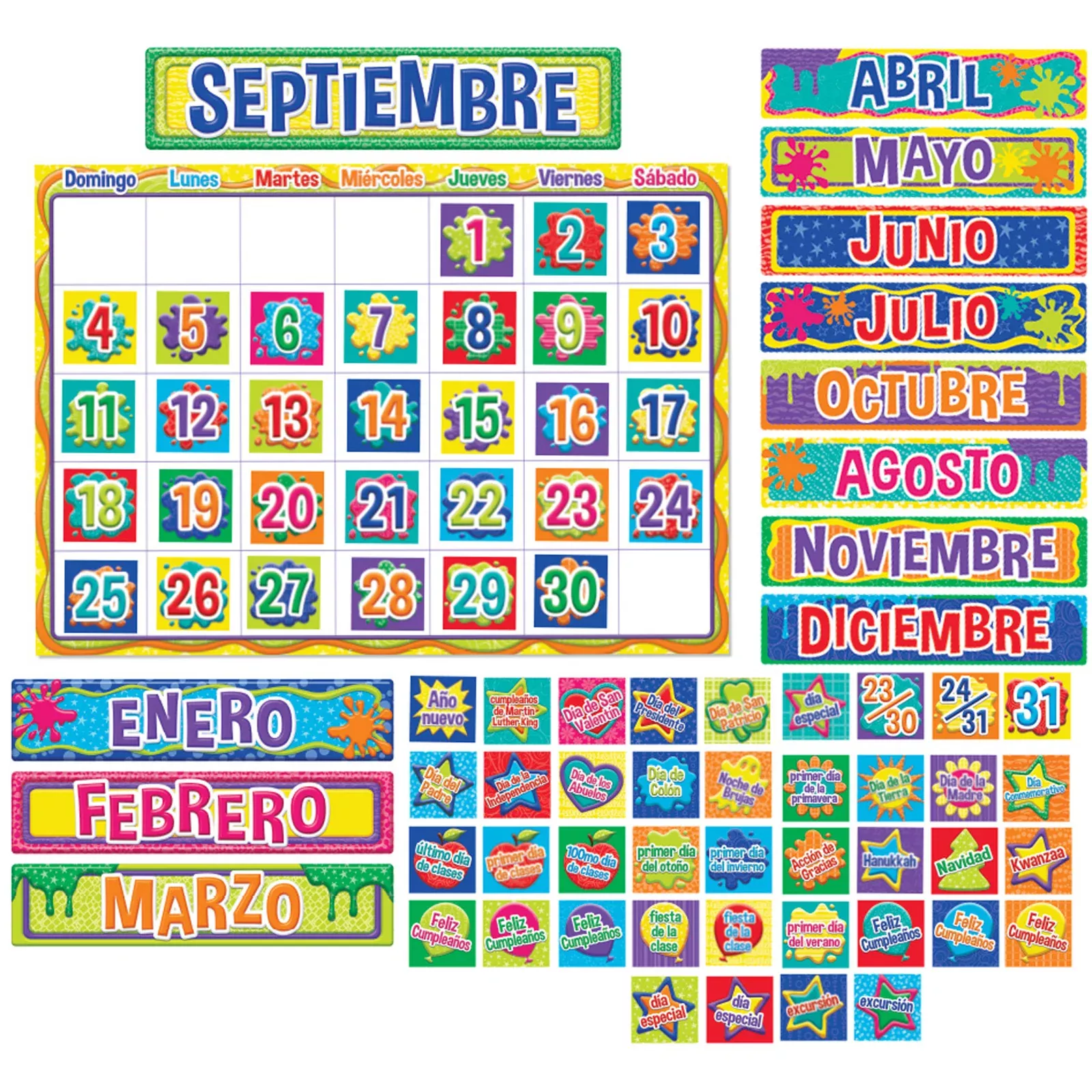 Color My World Spanish Calendar Bulletin Board Sets