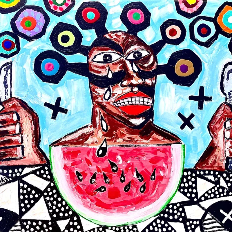 melon-drama-by-rafael-arzuaga-acrylic-on-canvas "Melon Drama" by Rafael Arzuaga, Acrylic on Canvas